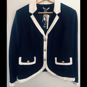 Peter Nygård Navy & White Linen & Rayon Blazer